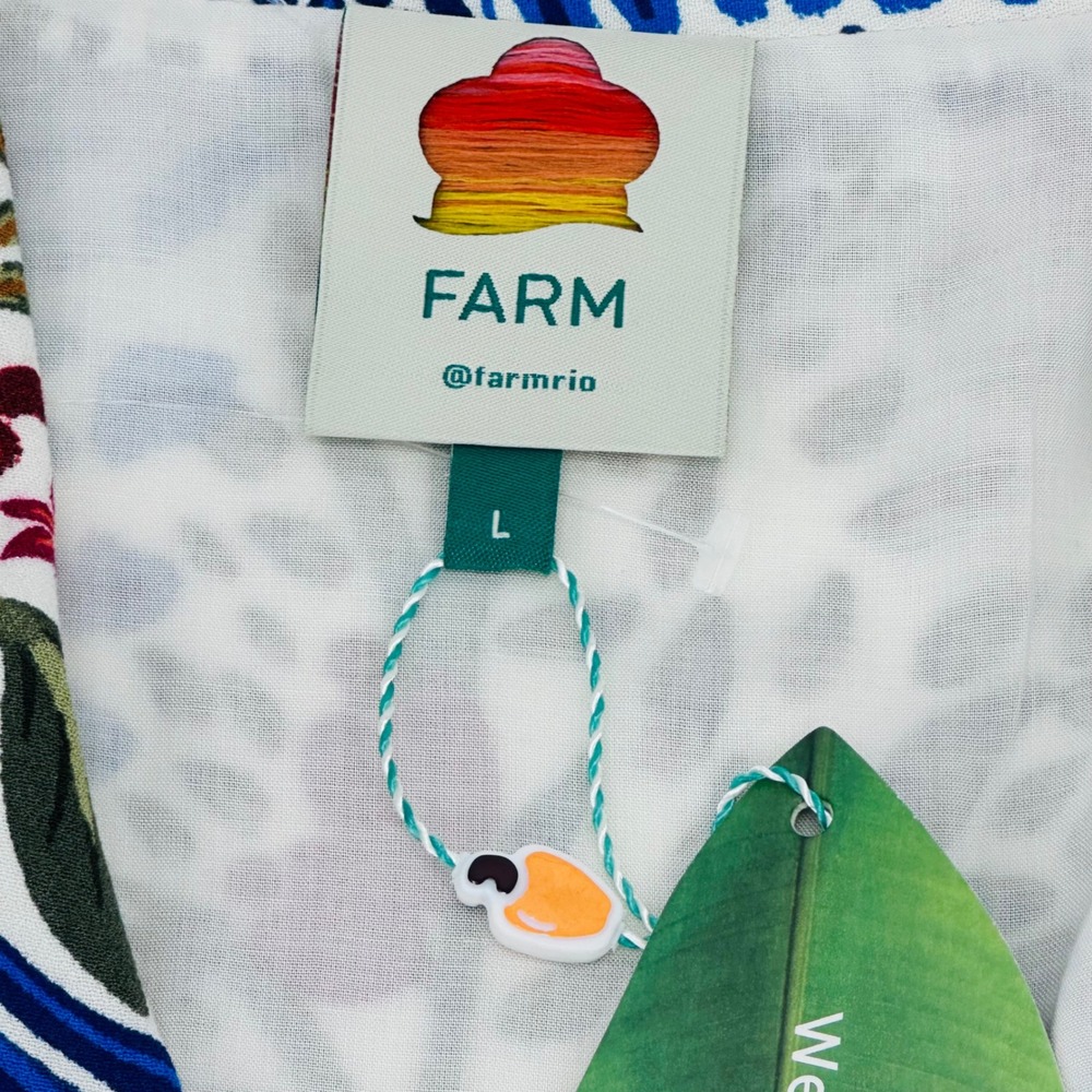 Farm Rio NWT Off-White Macaw Flight Maxi Dress Tropical Bird Print Long Sleeve L - Picture 5 of 16